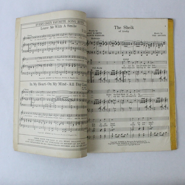 The Sheik of Araby Vintage 1921 Sheet Music Smith Wheeler Ted Snyder