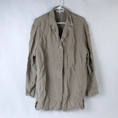 Dressbarn Button Up Blouse Women's Plus Size 16W Taupe Long Sleeves 