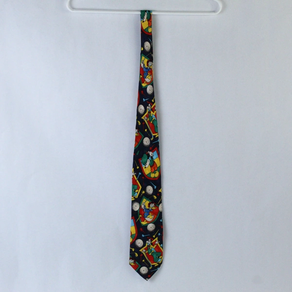 Vintage Mickey Inc Mickey Mouse Silk Tie Donald Duck Golf Disney Navy Blue 59in