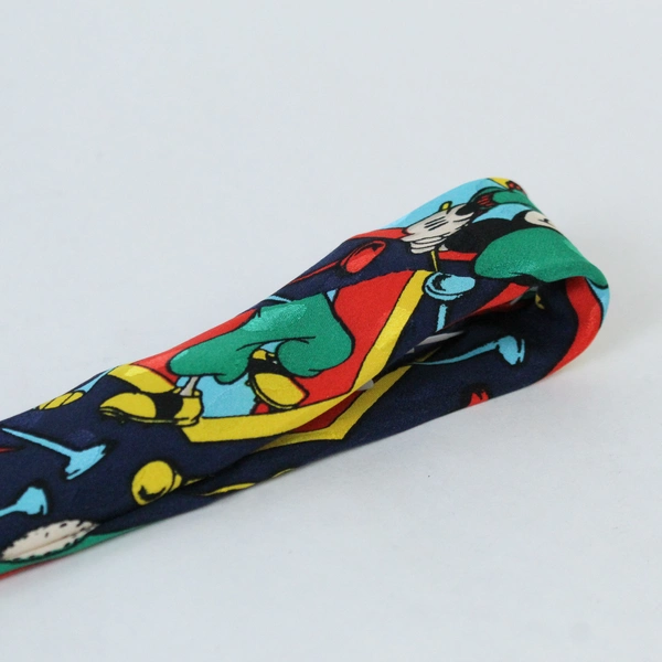Vintage Mickey Inc Mickey Mouse Silk Tie Donald Duck Golf Disney Navy Blue 59in