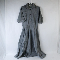 Alamode Maxi Dress Women's Size 11-12 Gray Front Button Closure Short Sleeves 