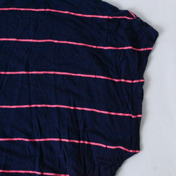 Chris and Carol Shirt Top Women's Size XL Navy Blue Pink Stripes Short Sleeves
