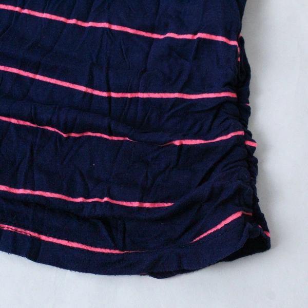 Chris and Carol Shirt Top Women's Size XL Navy Blue Pink Stripes Short Sleeves