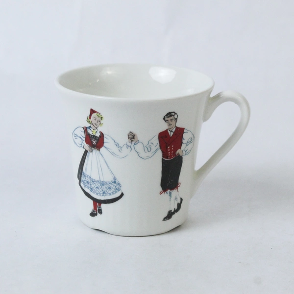 Figgjo Flint Norway Hardanger Folk Dancers Small Coffee Tea Cup Mug