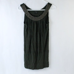 XXI Shirt Top Women's Size Small Green Beading Accent Sleeveless