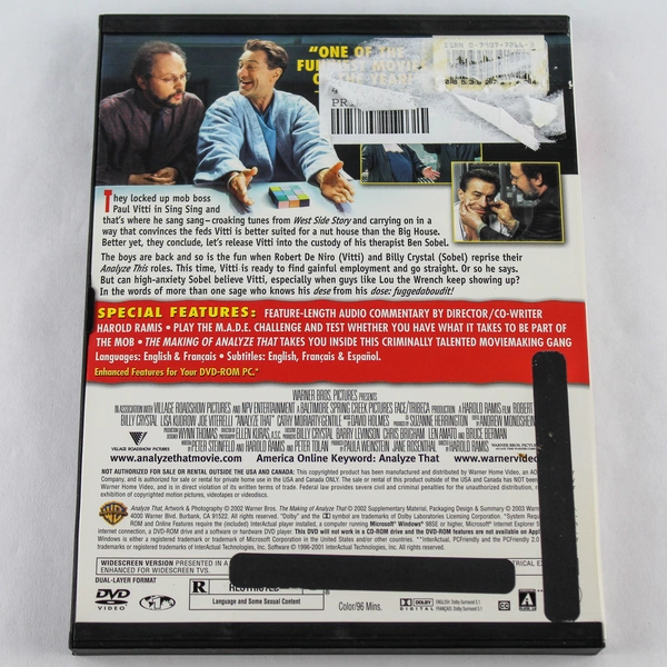 DVD Analyze That Robert De Niro Billy Crystal Crime Comedy