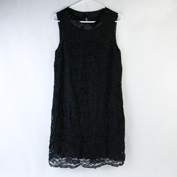 Connected Apparel Dress Women's Plus Size 14 Black Floral Lace Sleeveless