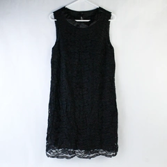 Connected Apparel Dress Women's Plus Size 14 Black Floral Lace Sleeveless