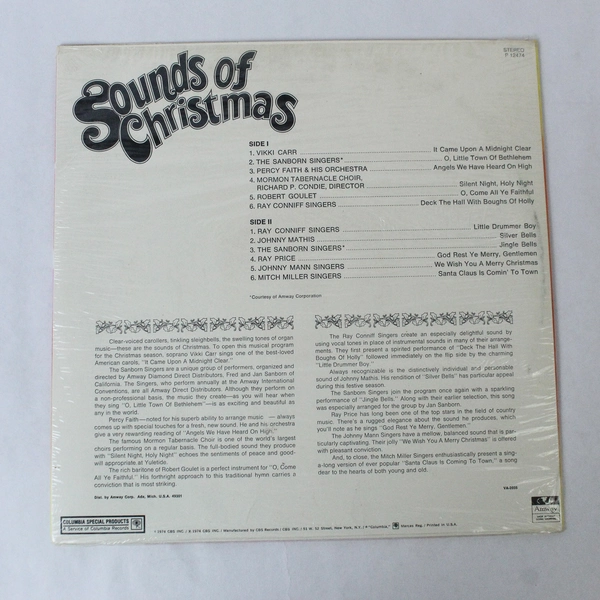 Various Artists Sounds Of Christmas Columbia Vinyl LP Album AMWAY 1974 CBS