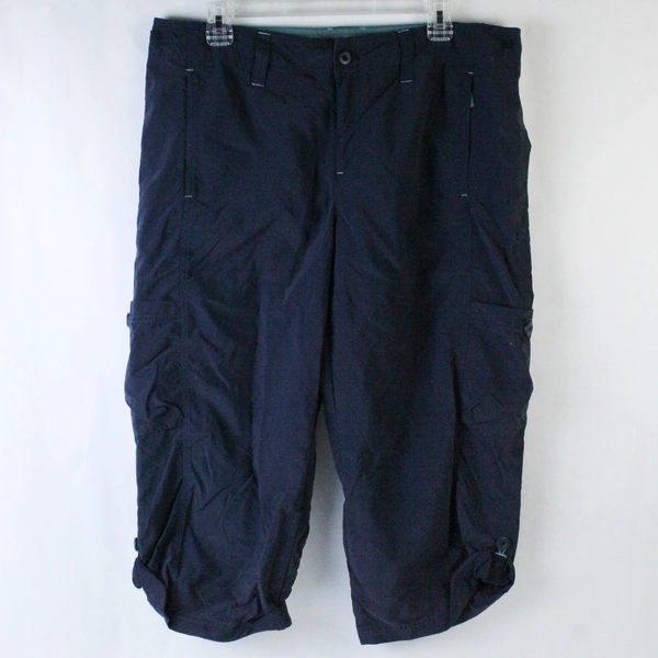 Eddie Bauer Cropped Pants Women's Size 14 Navy Blue Adjustable Length