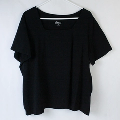 D & Co Essentials Top Shirt Women's Plus Size 2X Black Square Neck Short Sleeves