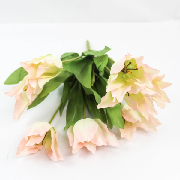 Unbranded Lot of 2 Artificial Floral Bouquet White Pink Tulips Spring Home Decor
