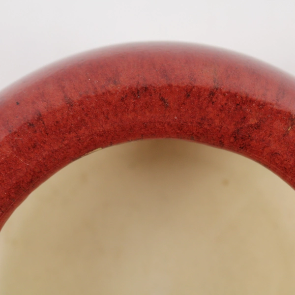PartyLite Red Ceramic Pillar Candle Holder Bowl Distressed 5 Inch Diameter