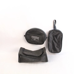 Lot of 3 Men's Black Travel Toiletry Bags Multipurpose Pouches Set