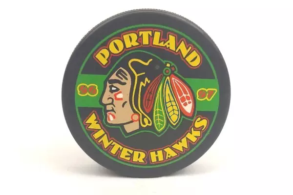 WHL Portland Winter Hawks 1996 1997 Hockey Puck Authorized Winterhawks Souvenir