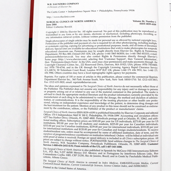 The Surgical Clinics of North America June 2004 Volume 84 Number 3