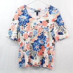Karen Scott Flower Print Women's Size XL T-Shirt Cotton Polyester Blend