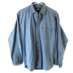 High Sierra Men's Blue Plaid Collar Button Down Shirt Size L 14-16 100% Cotton