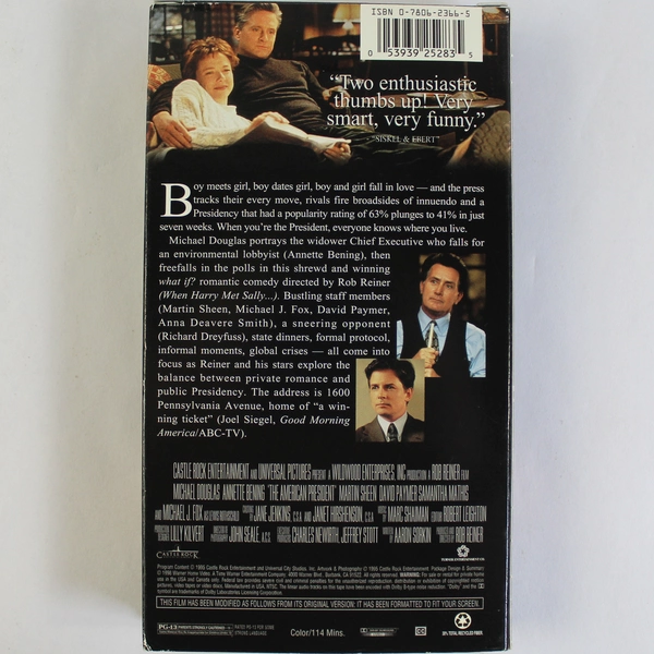 The American President VHS Tape Michael Douglas 1995 Universal City Studios