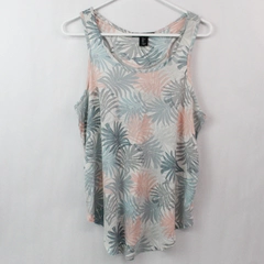 Tahari Women's Multicolor Tank Top Round Symmetrical Hem Size Large