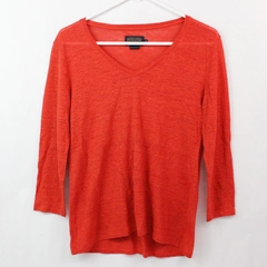 Vintage Pendleton Women's Bright Red V Neck 3/4 Sleeve Top Size S 100% Linen