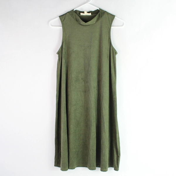 Pink Rose Women's Dark Green Velvet Tanktop Dress Size Medium Made in Mexico