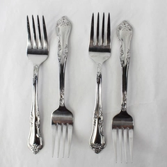 Lot of 4 Oneida Flatware Forks Stainless Steel Floral Art Deco Patterns