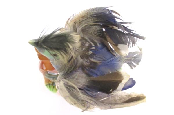 Porcelain Collectible Blue Bird with Actual Feathers Made in Japan Figurine