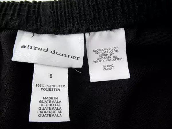 Alfred Dunner Pants Black Straight Leg Elastic Waist 2 Pockets Women's Size 8