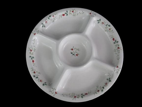 Pfaltzgraff Winterberry Round 5 Section Divided Platter Christmas Holiday Décor