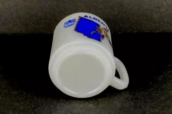 Vintage Milk Glass Mug Alberta Canada Souvenir Cup
