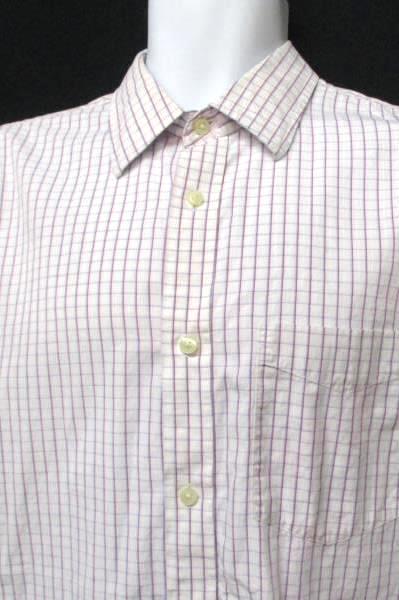 Banana Republic Men's XL 17-17.5 Cotton Plaid Shirt White Red and Blue LS Casual