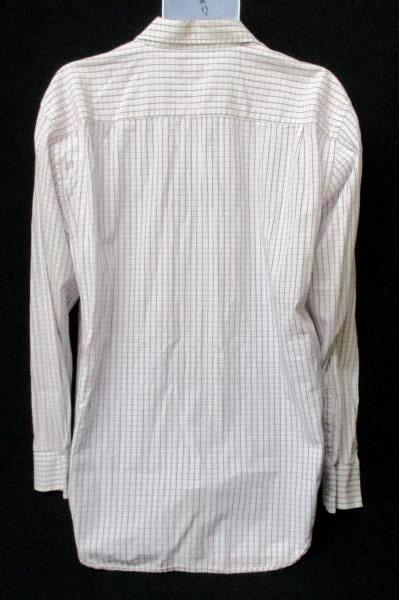 Banana Republic Men's XL 17-17.5 Cotton Plaid Shirt White Red and Blue LS Casual