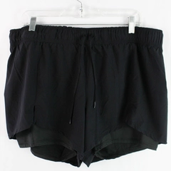 AVIA Women's Layered Elastic Draw String Running Shorts Black Size XXL