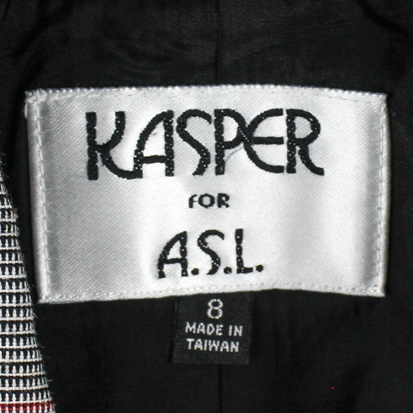 Vintage Kasper for A.S.L Women's Plaid Dress Jacket Blazer One Button Size 8 