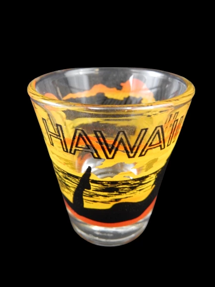 Lot of 2 Hawaii Souvenir Glass Shot Glasses