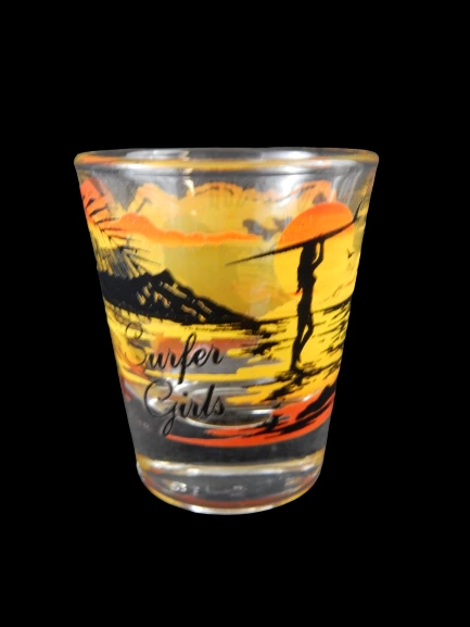 Lot of 2 Hawaii Souvenir Glass Shot Glasses