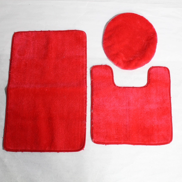 3-Piece Red Bathroom Rug Set & Toilet Seat Cover Contour Home Decor