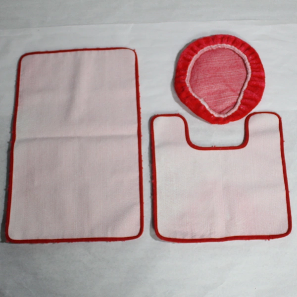 3-Piece Red Bathroom Rug Set & Toilet Seat Cover Contour Home Decor