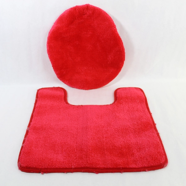 3-Piece Red Bathroom Rug Set & Toilet Seat Cover Contour Home Decor