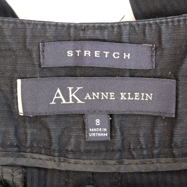 AK Anne Klein Dress Pants Slacks Stretch Women's Size 8 Black Flat Front Pockets