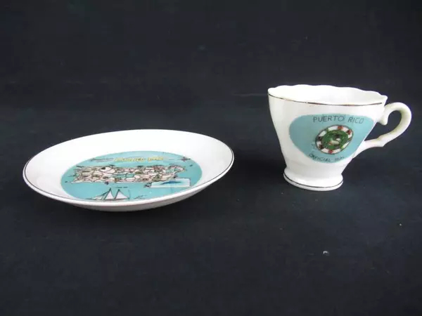 Puerto Rico Souvenir Demitasse China Cup And Saucer