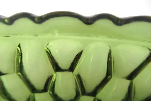 Vintage Indiana Glass Pickle Dish Handles Oval Honeycomb Green Pattern
