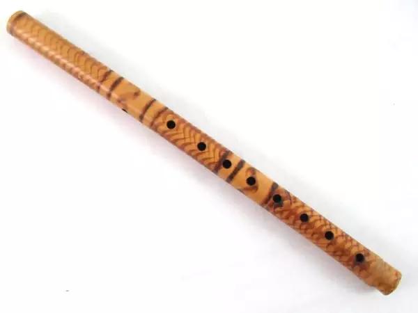 Hand Made Folk Art Bamboo Flute 14" Fipple End Blown