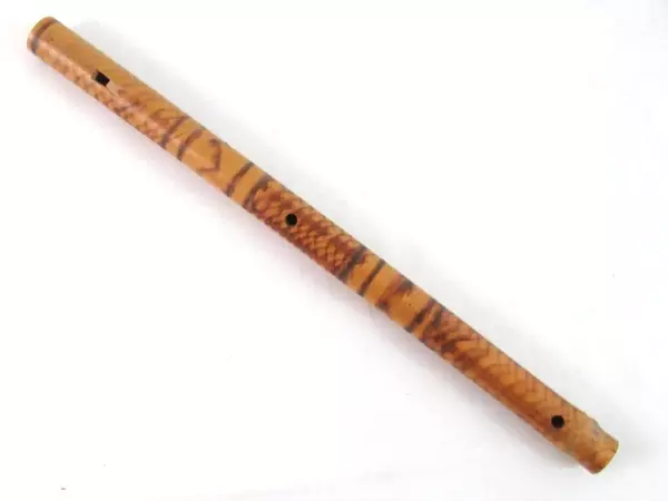 Hand Made Folk Art Bamboo Flute 14" Fipple End Blown