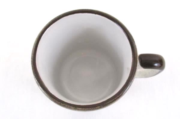 Set of 2 Coffee Mugs Brown Trim Blue Specked with Blue Wildflowers