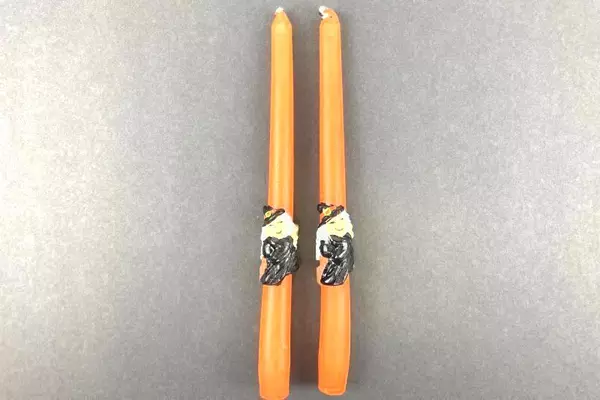 Vintage Set of 2 Chadwick Halloween Candles Taper 10 Inches Orange Black 1995