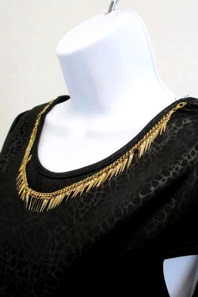 Mundo Terra Black Snakeskin Pattern Necklace Attached Body Con Dress Women's S