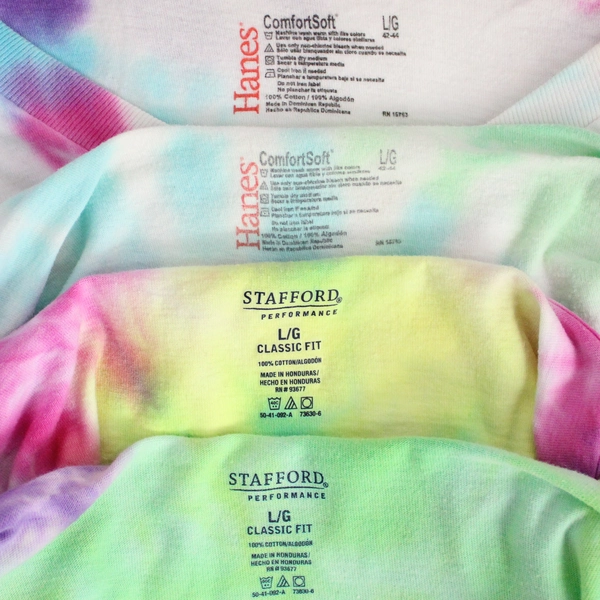 Lot of 4 Stafford Performance Tie Dye Cotton T-Shirts Men's Large