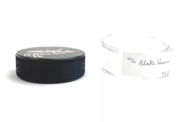 Blake Heinrich Number 16 2015 Signed NHL Washington Capitals Hockey Puck in Case